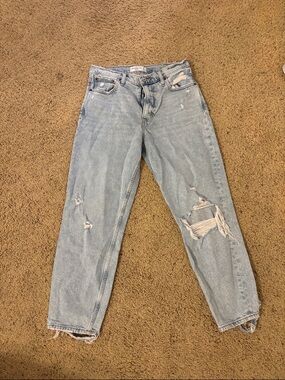 Abercrombie & Fitch Light Blue Distressed Boyfriend Jeans